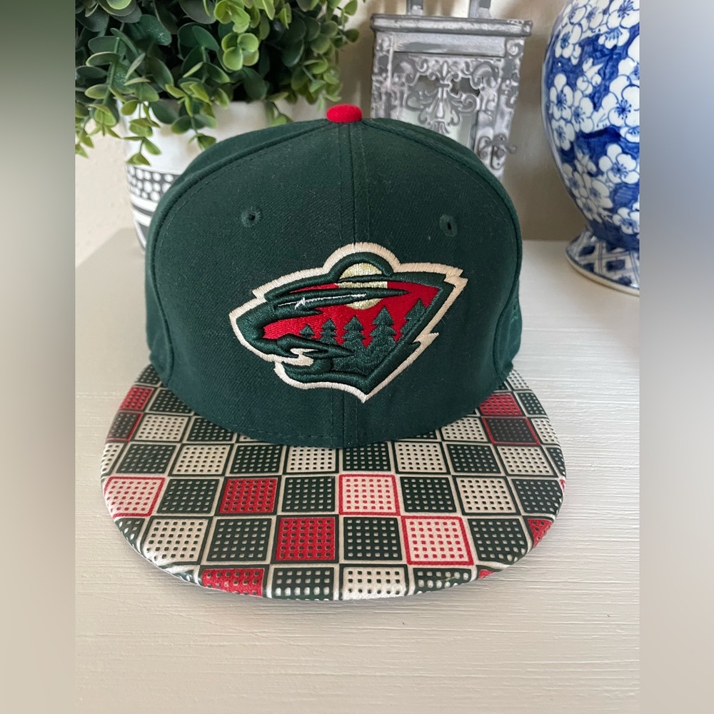 Green and Red Logo Cap with Patterned Brim